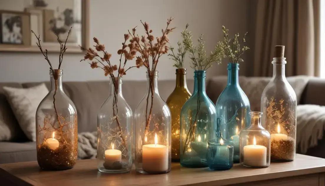 Ideias de decoração com garrafas de vidro para transformar seu espaço