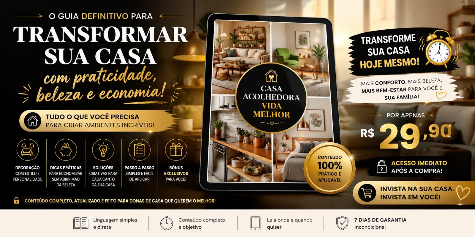 Curso, livro ou guia digital sobre casa inteligente e decoração