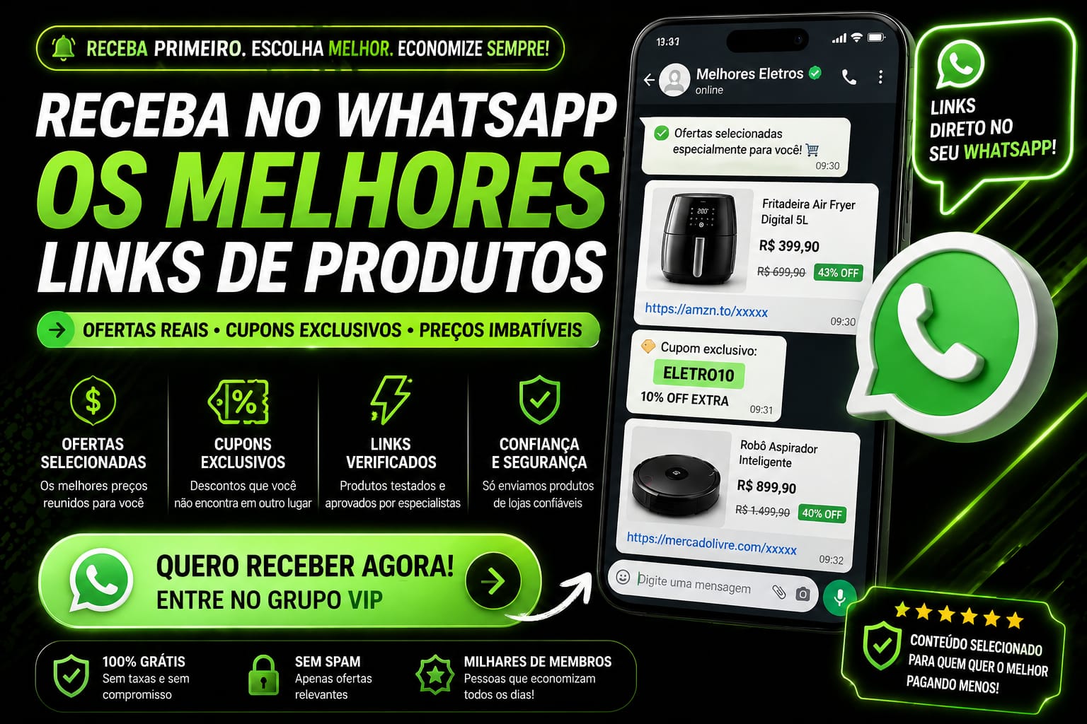 Receber achados e recomendações para casa no WhatsApp